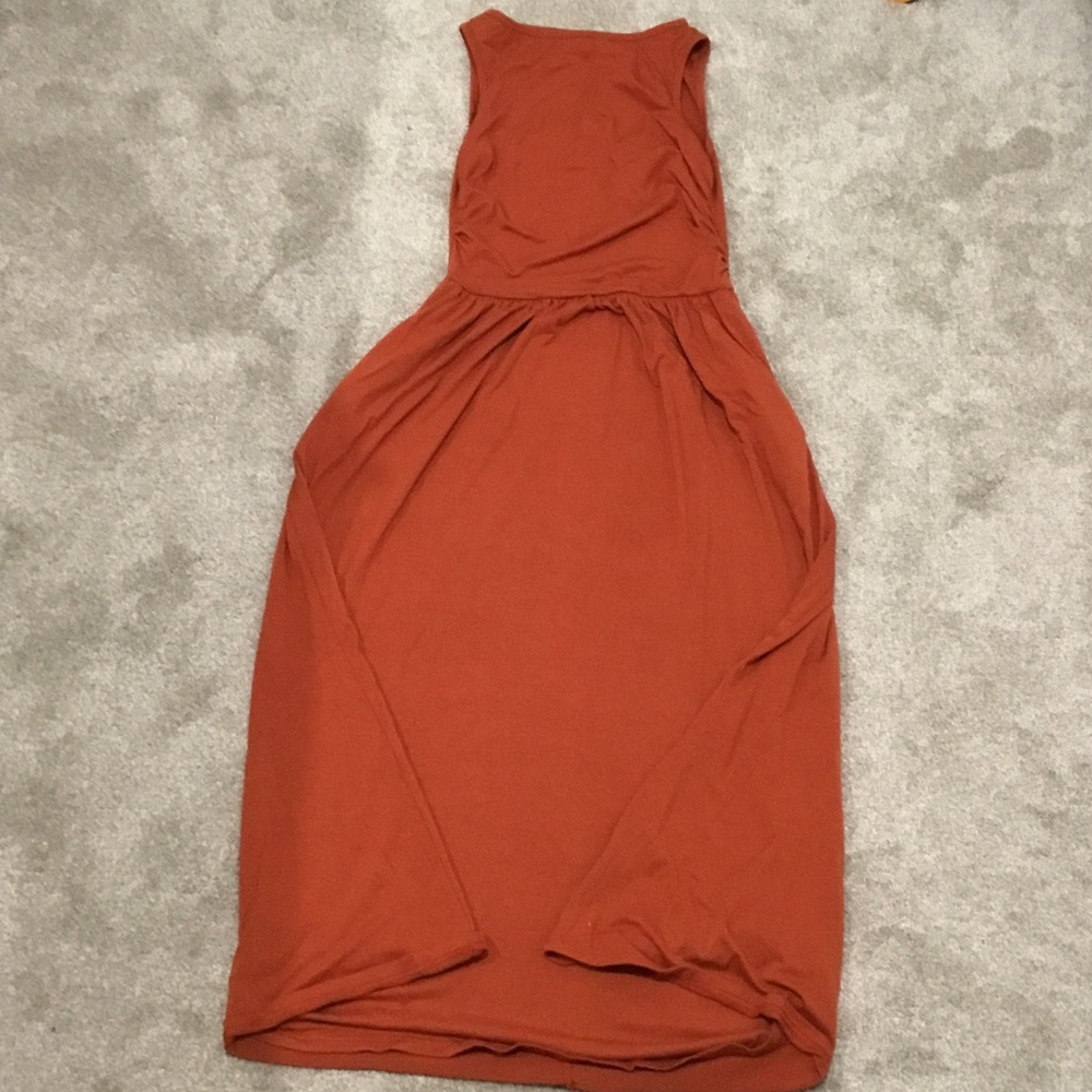 Women's Sleeveless Maxi Dress in Rust Orange